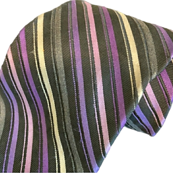 Posh Stripped Men's Tie Shades of Purple by Stafford - Picture 2 of 3